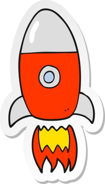 Bir insan tarafından çizilmiş uçan roketin çıkartması.