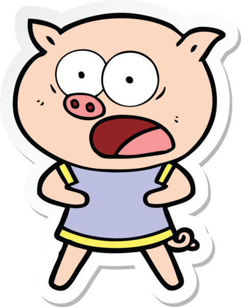 Bir insan tarafından çizilmiş domuz çizgi filmi etiketi.