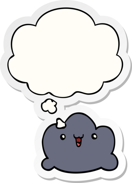 Düşünce baloncuklu karikatür bulutu insan tarafından çizilmiş bir çıkartma.