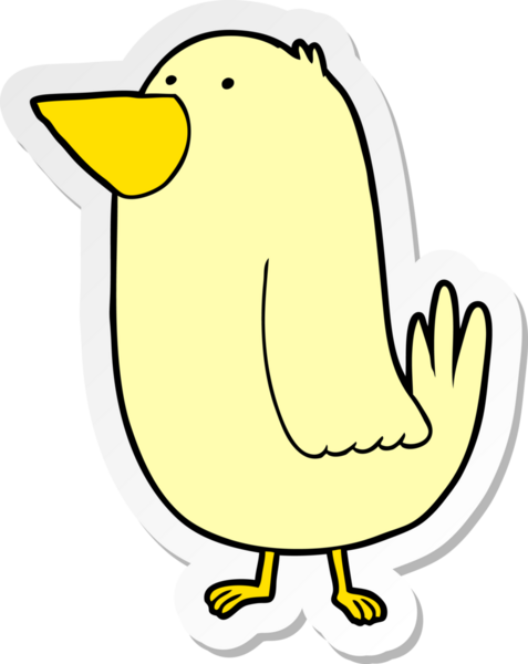 Bir insan tarafından çizilmiş karikatür kuşunun sıkıntılı çıkartması