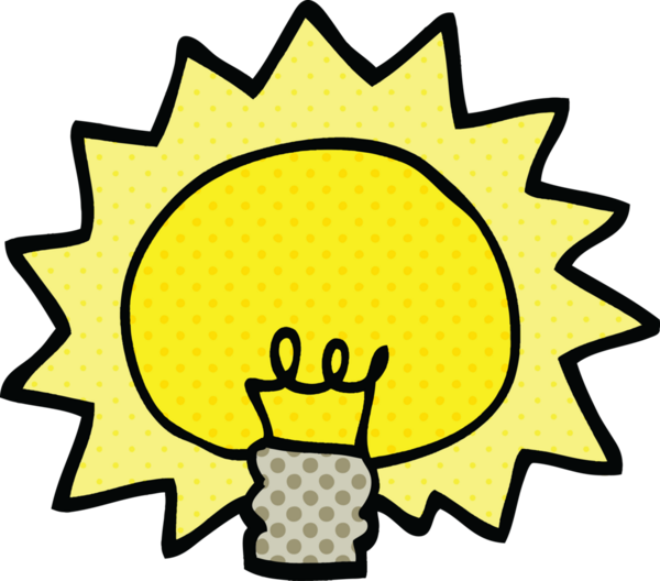 Bir insan tarafından çizilmiş çizgi roman tarzı parlak bir ampul.