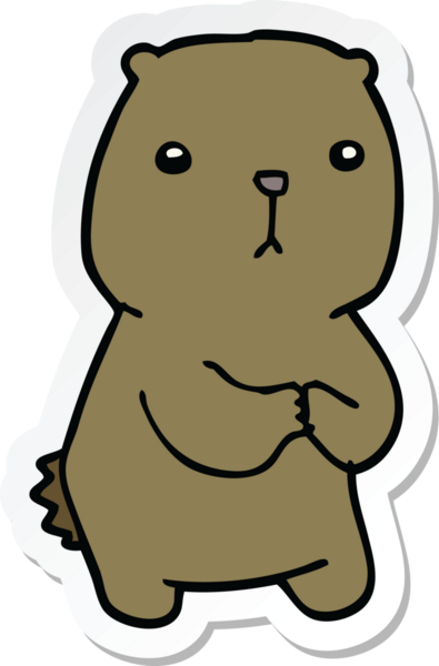 Bir insan tarafından çizilmiş endişeli bir ayının çıkartması.