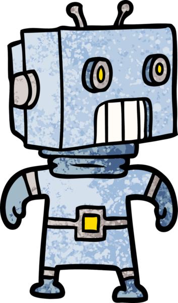 Bir insan tarafından çizilmiş çizgi film robotu