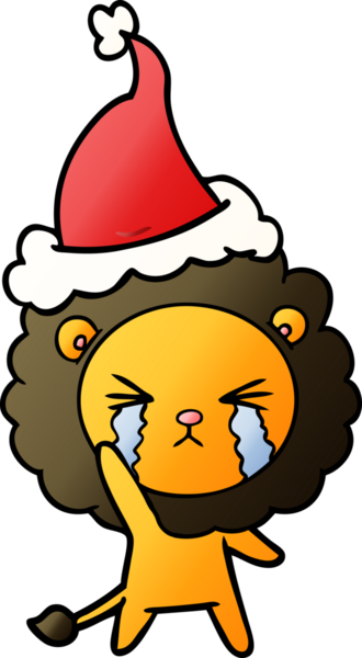 Bir insan tarafından çizilmiş, ağlayan bir aslanın el çizimi karikatürü.