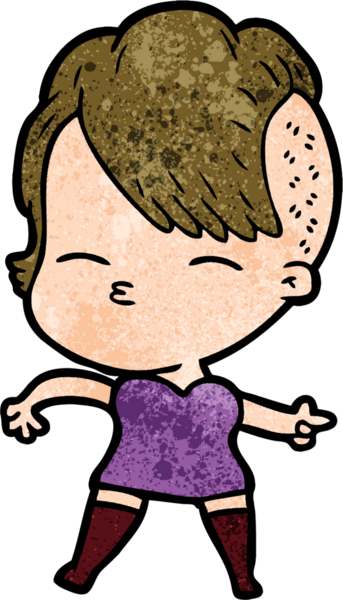 Bir insan tarafından çizilmiş şaşı çizgi film kızı.