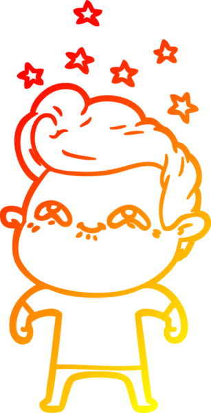 Bir insan tarafından çizilmiş, heyecanlı bir çizgi film çizimi.