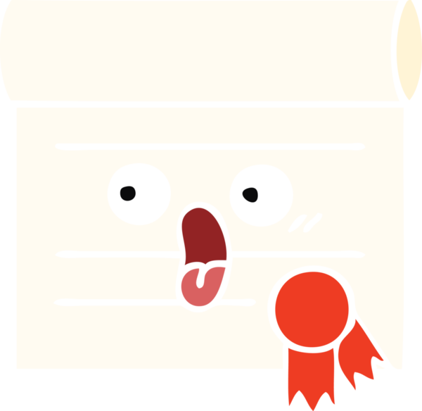 Bir insan tarafından çizilmiş bir sertifikanın düz renk retro karikatürü