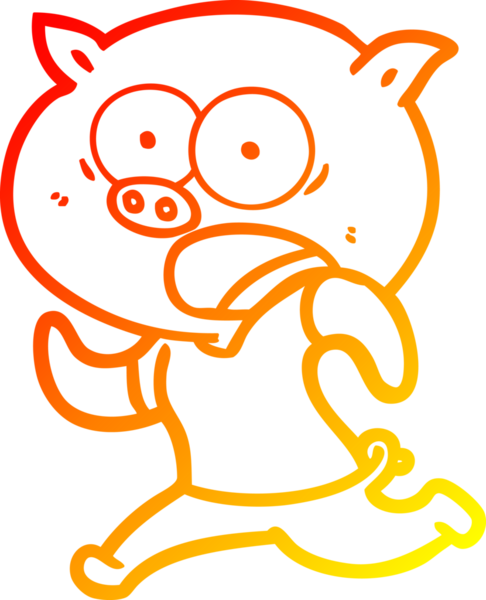 Bir insan tarafından çizilen çizgi film domuzunun sıcak çizgi çizimi