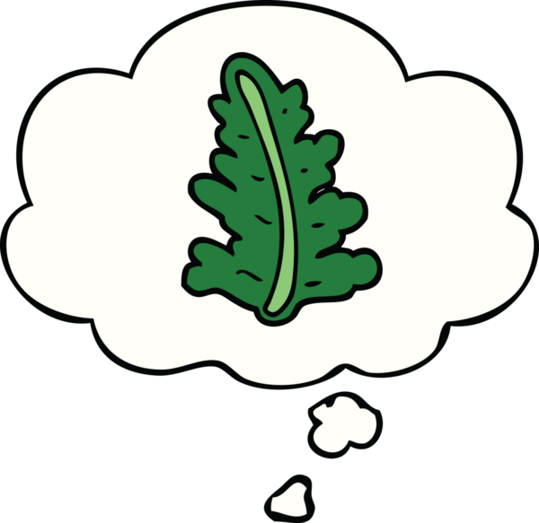 Bir insan tarafından çizilmiş düşünce baloncuklu çizgi film yaprağı.