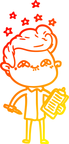 Bir insan tarafından çizilmiş, heyecanlı bir çizgi film çizimi.