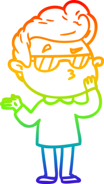 Gökkuşağı gradyan çizimi. Bir insan tarafından çizilmiş havalı bir adamın çizimi.