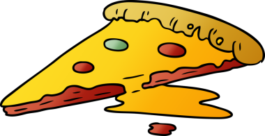 Bir insan tarafından çizilmiş bir dilim pizzanın gradyan karikatürü.