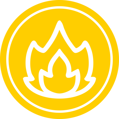 Bir insan tarafından çizilmiş basit alev dairesel simgesi