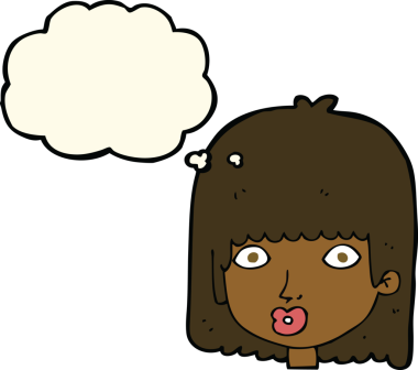 Bir insan tarafından çizilmiş düşünce balonlu bir karikatür.