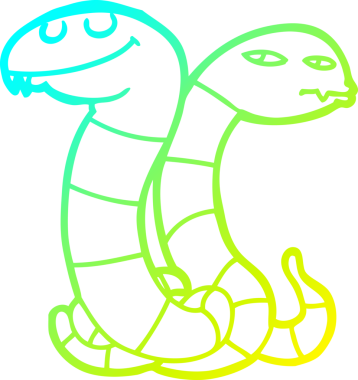 Bir insan tarafından çizilen çizgi film yılanlarının soğuk eğimli çizgileri.