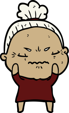 Çizgi film bir insan tarafından çizilmiş yaşlı bir kadın tarafından rahatsız edildi.