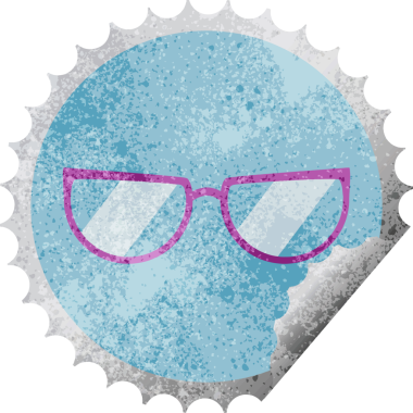 Bir insan tarafından çizilmiş grafik vektör illüstrasyon yuvarlak etiketi