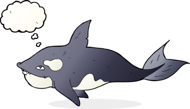 Bir insan tarafından çizilmiş düşünce balonlu katil balina.