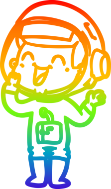 gökkuşağı gradyan çizimi mutlu bir çizgi astronot çizimi bir insan tarafından çizildi