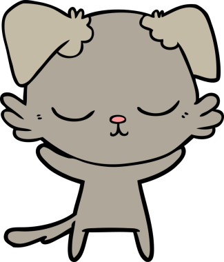 Bir insan tarafından çizilmiş şirin bir çizgi film köpeği.