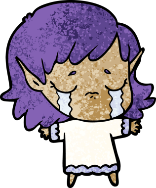 Bir insan tarafından çizilmiş ağlayan elf kızı.