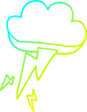 Bir insan tarafından çizilmiş bir karikatür gök gürültüsü ve şimşek çizimi