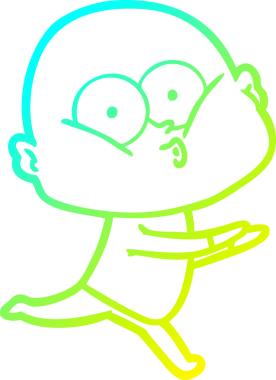 Bir insan tarafından çizilmiş, kel bir adamın soğuk çizgi çizimi.