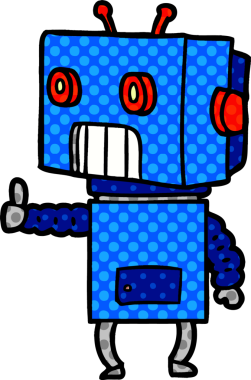 Bir insan tarafından çizilmiş çizgi film robotu