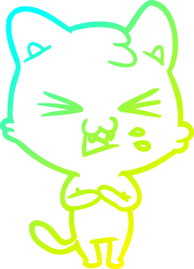 Bir insan tarafından çizilen çizgi film kedisinin soğuk gradyan çizimi