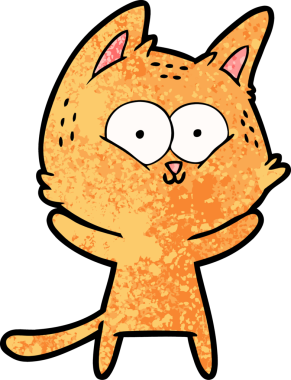 Bir insan tarafından çizilmiş çizgi film kedisi.