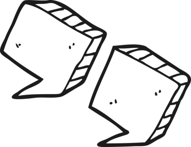 Bir insan tarafından çizilen el yazısı siyah beyaz tırnak işaretleri