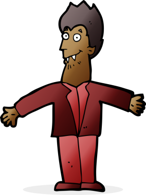 Bir insan tarafından çizilmiş vampir adam çizgi filmi.