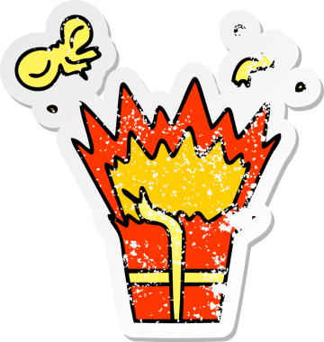 Bir insan tarafından çizilmiş bir patlayıcının çizilmiş garip bir el çıkartması.