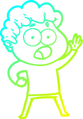 Bir insan tarafından çekilen şaşkınlık içinde soluk soluğa bir çizgi film karakteri çizimi.