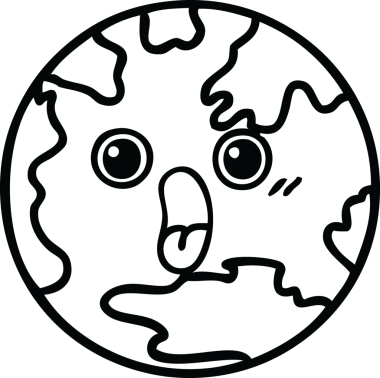 Bir insan tarafından çizilmiş bir gezegenin çizgi çizimi.