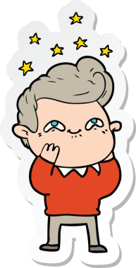 Bir insan tarafından çizilmiş heyecanlı bir adamın çıkartması.