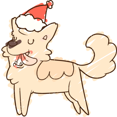 Bir insan tarafından çizilen Noel Köpeği Tebeşiri