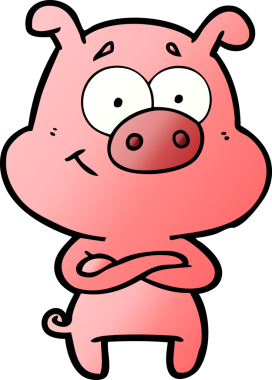 Bir insan tarafından çizilmiş mutlu çizgi film domuzu.