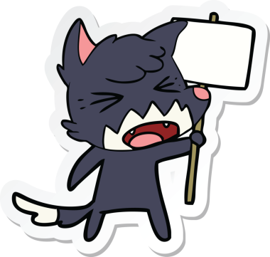 Kızgın bir tilkinin çıkartması. Üzerinde insan imzası var.