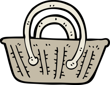 Bir insan tarafından çizilmiş karikatür sepeti.