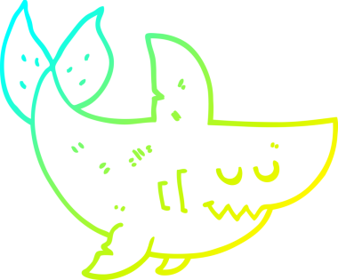 Bir insan tarafından çizilmiş bir karikatür köpek balığı çizimi.