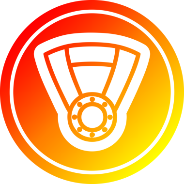 Bir insan tarafından çizilen sıcak gradyan bitiş ile madalya ödüllü dairesel simge