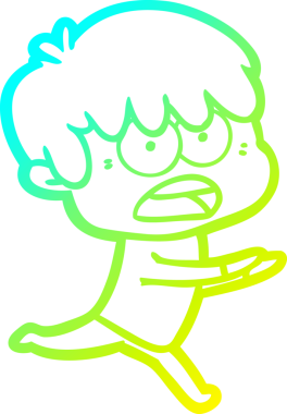 Bir insan tarafından çizilmiş endişeli çizgi film çocuğunun soğuk gradyan çizgisi.