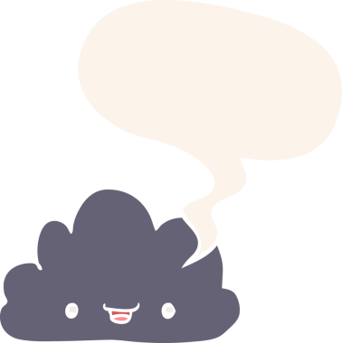 Bir insan tarafından çizilmiş eski moda konuşma baloncuklu mutlu çizgi film bulutu