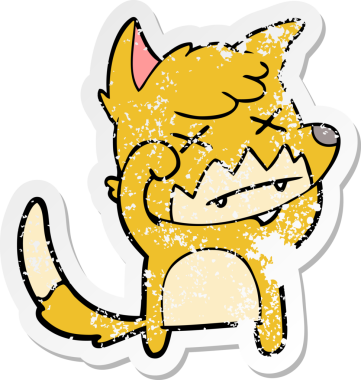 Bir insan tarafından çizilmiş ölü tilki çizgi filminin sıkıntılı çıkartması.