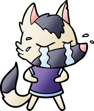 Bir insan tarafından çizilmiş ağlayan kurt çizgi filmi.