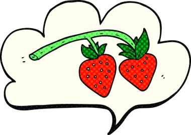 El yazısıyla çizilmiş çizgi roman konuşma balonu bir insan tarafından çizilmiş çilekler.