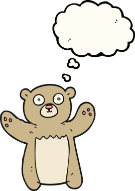 Bir insan tarafından çizilmiş serbest çizim balon karikatür oyuncak ayısı.