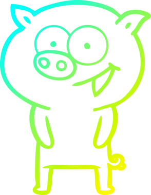 Bir insan tarafından çizilmiş neşeli bir domuz çizgi filmi.