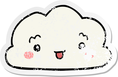 Bir insan tarafından çizilmiş karikatür bulutunun sıkıntılı çıkartması.